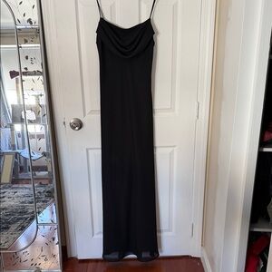 Elegant maxi  Black Evening Dress spaghetti straps size 10
